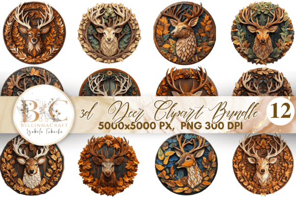 3D Deer Clipart Bundle for Creative Projects