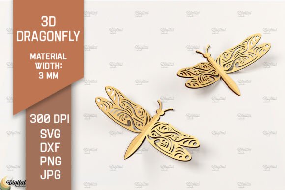 3D Dragonfly Laser Cut. Dragonfly SVG: A Versatile Digital Asset for Precision Crafting