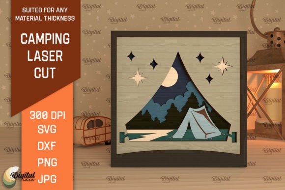 3D Layered Camping Lasercut. Camping SVG