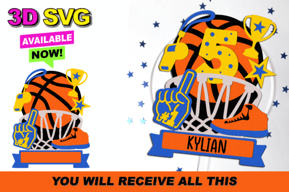 Basketball Cake Topper 3D SVG