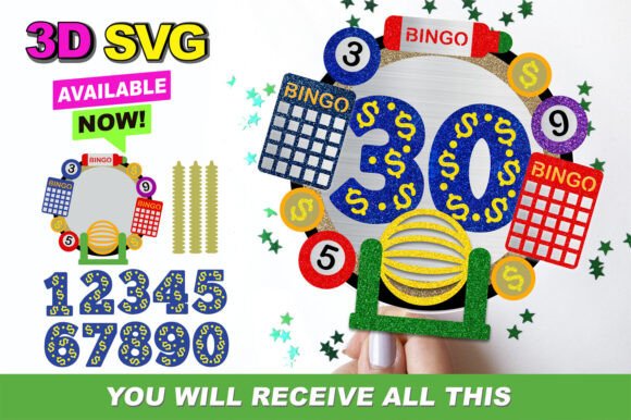 Bingo Cake Topper 3D SVG
