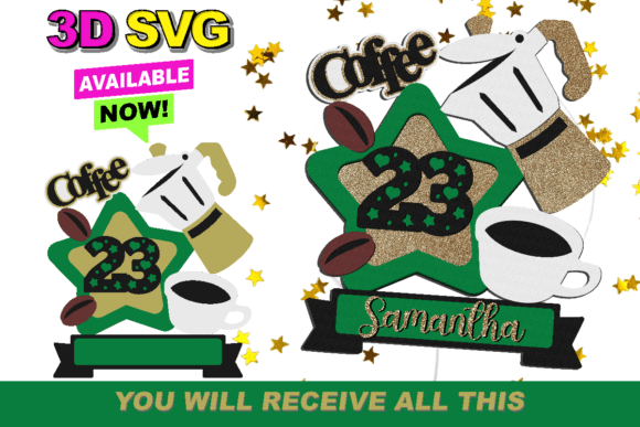Coffee Cake Topper 3D SVG