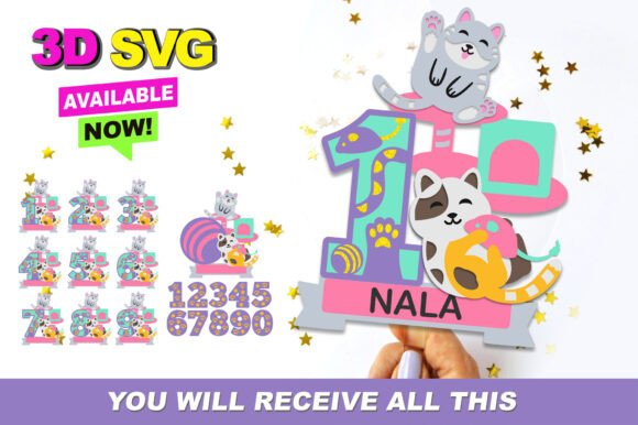 Cute Cats Numbers Topper 3D SVG: The Ultimate Digital Asset for Custom Creations