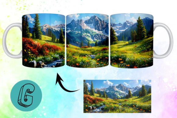Elevating Personalized Merchandise with the 3D Oil Paint Mountain Mug Wrap 02