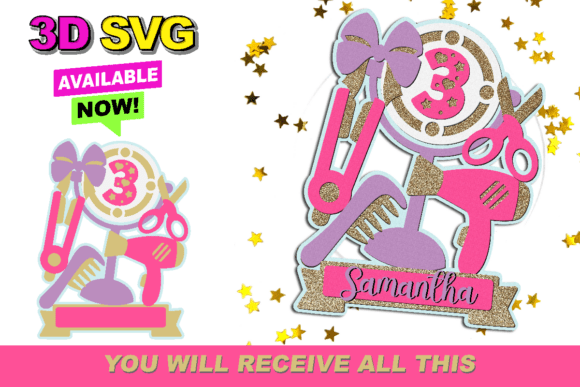 Hair Style Cake Topper 3D SVG
