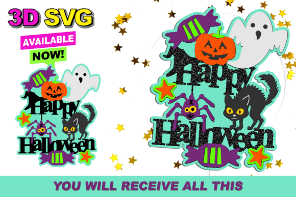 Happy Halloween Cake Topper 3D SVG: A Creative Design Asset