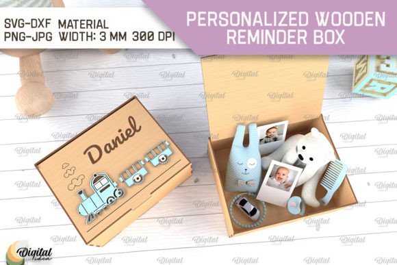 Memory Box for Baby with Name. 3D Box