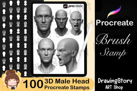 Revolutionizing Digital Art with 100 Procreate 3D Heads Stamp Brushes