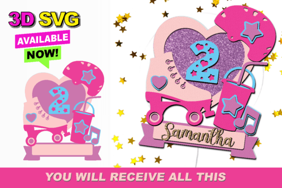 Roller Skates Cake Topper 3D SVG