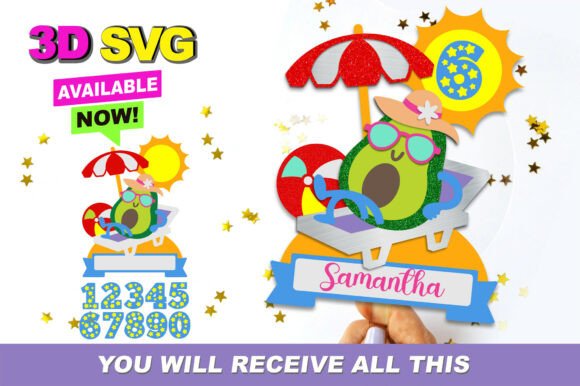 Summer Avocado Cake Topper 3D SVG: A Modern Design Asset