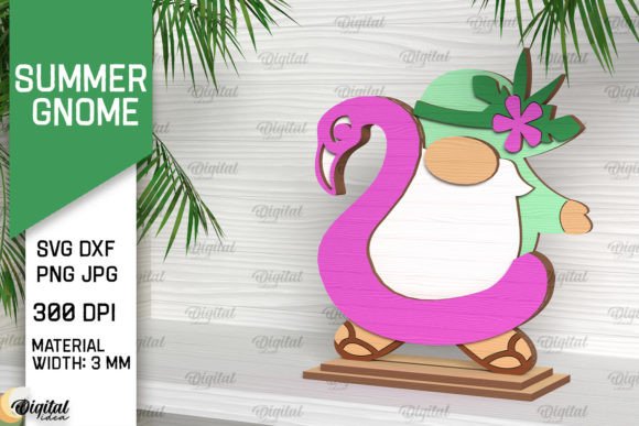 Summer Gnome SVG. 3D Layered Gnome Laser